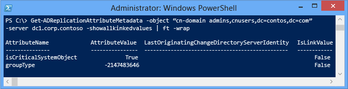 Screenshot that shows the data arranged to look like repadmin in a table.