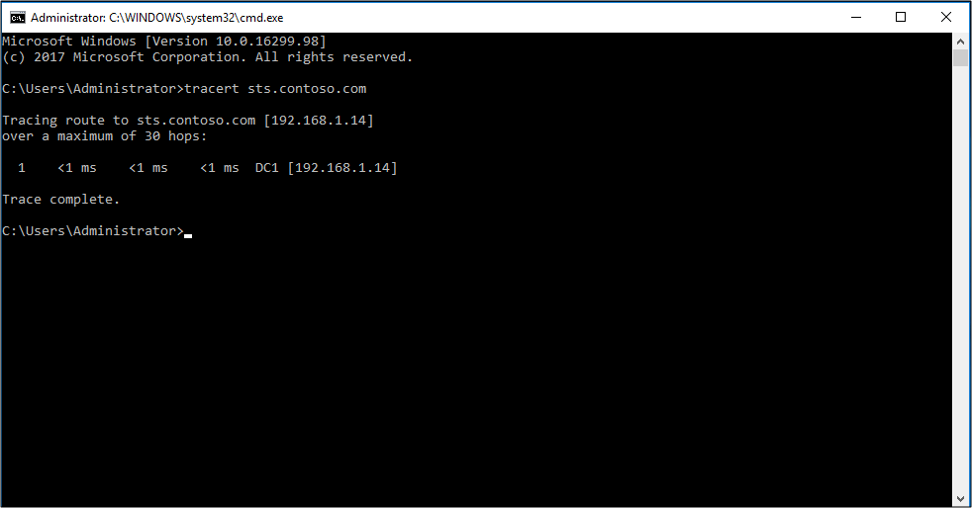 Screenshot that shows tracert.