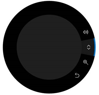 Screenshot of the Surface Dial on-screen menu.