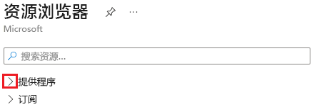 在 Azure 资源浏览器中展开“提供程序”部分的屏幕截图。