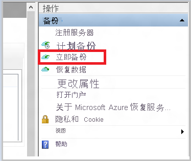 显示如何转到“立即备份”窗格的屏幕截图。