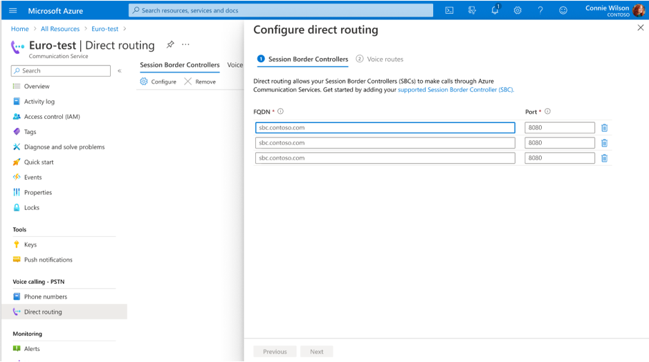 Screenshot of adding a session border controller on the panel for configuring direct routing.