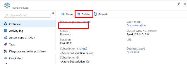 在 Azure 门户中删除 HDInsight 群集。