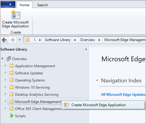 Microsoft Edge Management 节点右键单击作