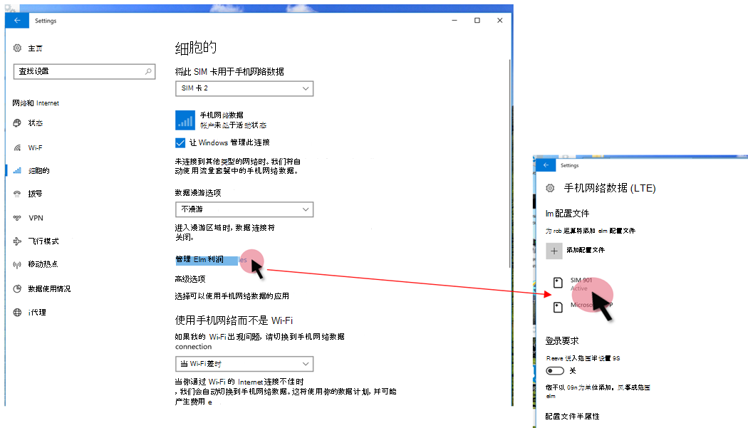 在设备设置中查看 eSIM 配置文件。