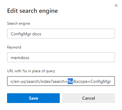 向 Microsoft Edge 添加用于Microsoft技术文档的自定义搜索引擎。