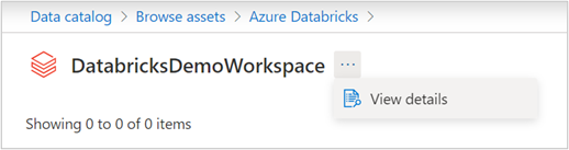 导航到 Azure Databricks 源资产详细信息的屏幕截图。