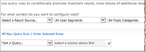 SharePoint Server 2013 中'管理查询规则'页上的'上下文'部分