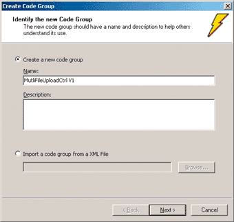 Figure 9 Create New Code Group