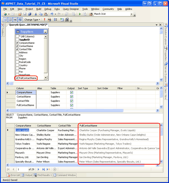 FullContactName 使用 Format ContactName （ContactTitle， CompanyName）