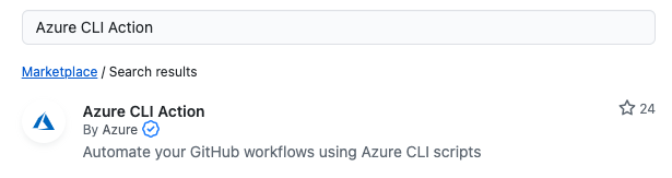 “Azure CLI 操作”的搜索结果，第一个结果显示为 Azure 执行的操作