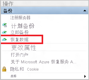 “恢复数据”菜单