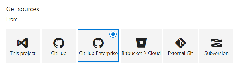 GitHub Enterprise 生成源选项