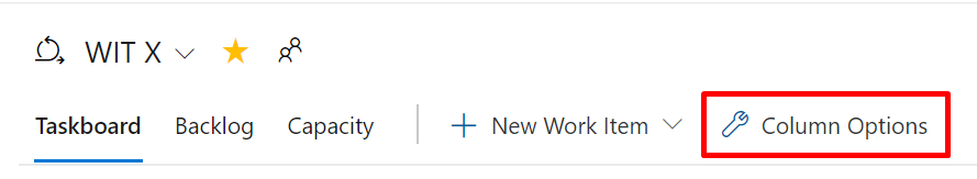 Customizing columns on the taskboard.