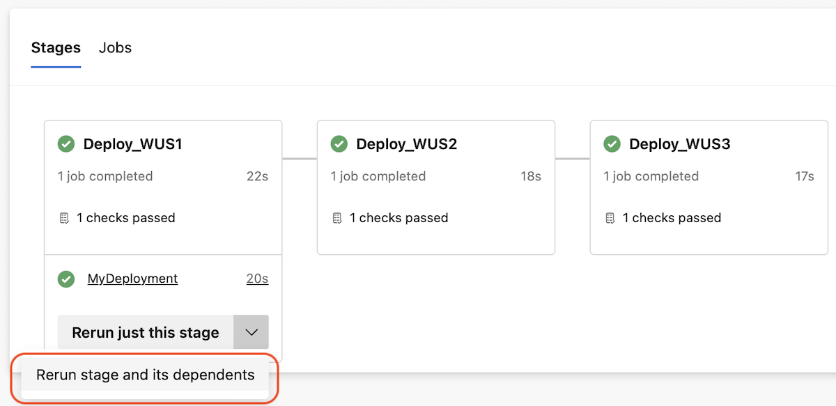 重新运行阶段和依赖项的屏幕截图。