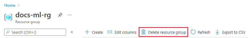 “删除资源组”链接的屏幕截图。