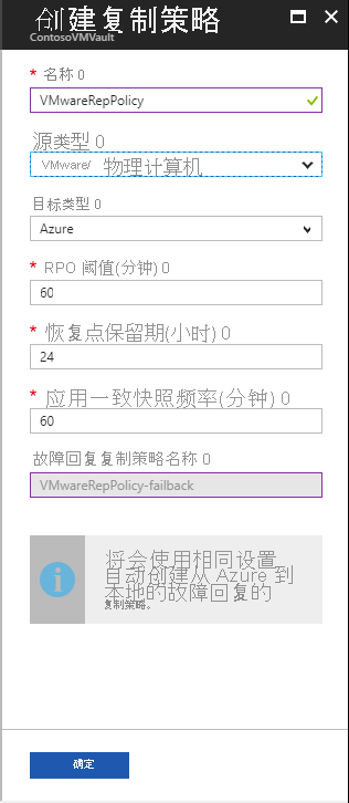 Screenshot of the options for creating a replication policy.