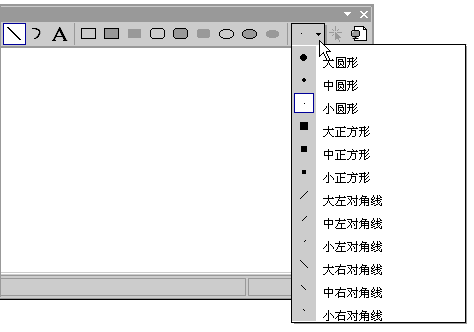 显示“图像编辑器”工具栏上的绘图形状选择器的屏幕截图。