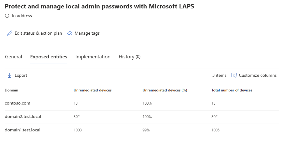 选择“具有不受 LAPS 保护的设备”的域。