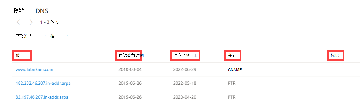 数据选项卡反向 DNS