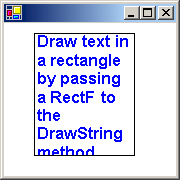 显示使用 DrawString 方法时的输出的屏幕截图。