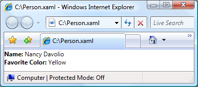 Person.XAML 文件中的内容的显示