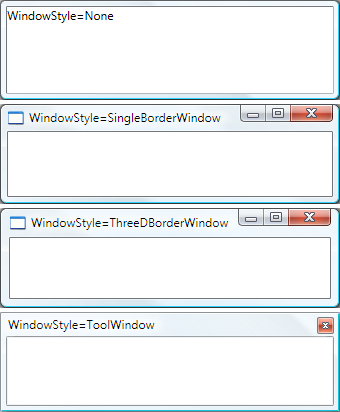 Illustration of window border styles.