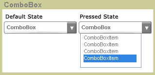 处于默认状态和按下状态的组合框