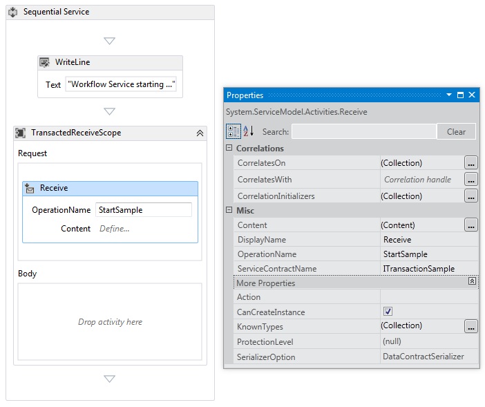 Adding a Receive activity