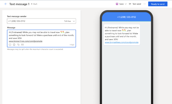 SMS messaging using the Dynamics 365 Marketing mobile channel