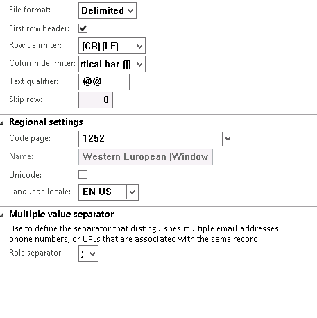 DIXF settings for Configuration manager.