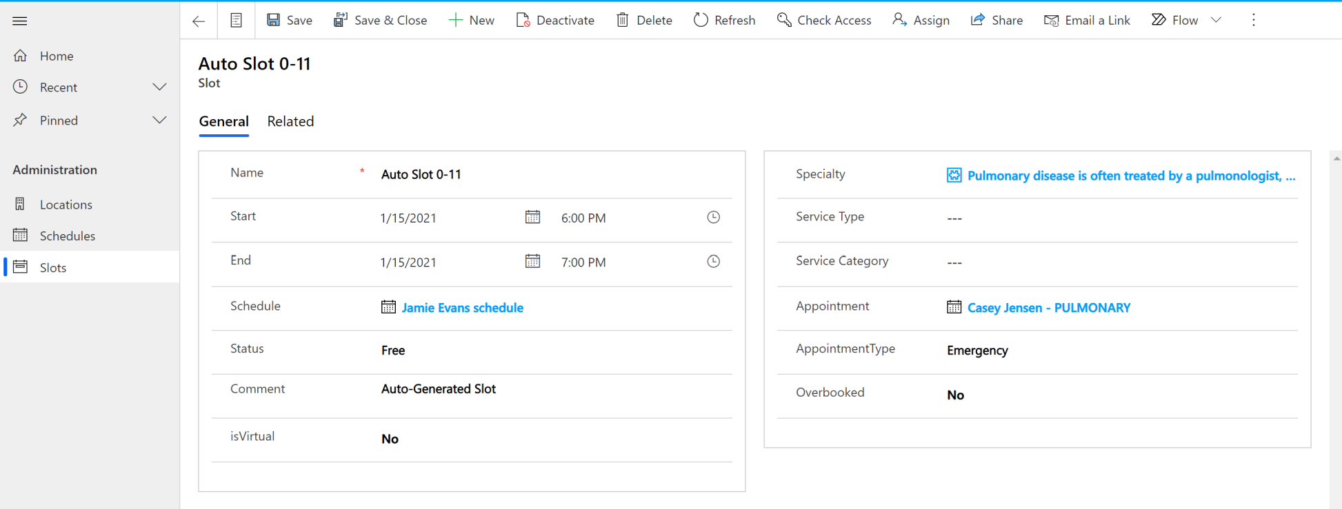 Schedule slot.