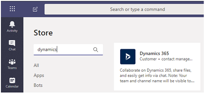 搜索和选择 Dynamics 365。