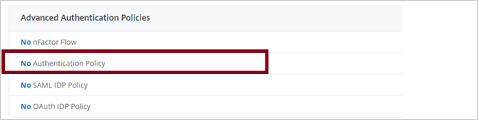 屏幕截图，其中显示 Citrix ADC SAML Connector for Microsoft Entra 的“配置”–“高级身份验证策略”窗格。