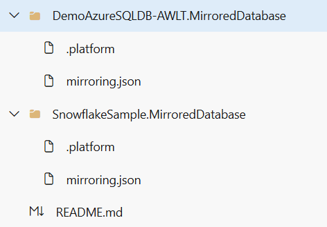 Screenshot of mirrored database representation in Git.