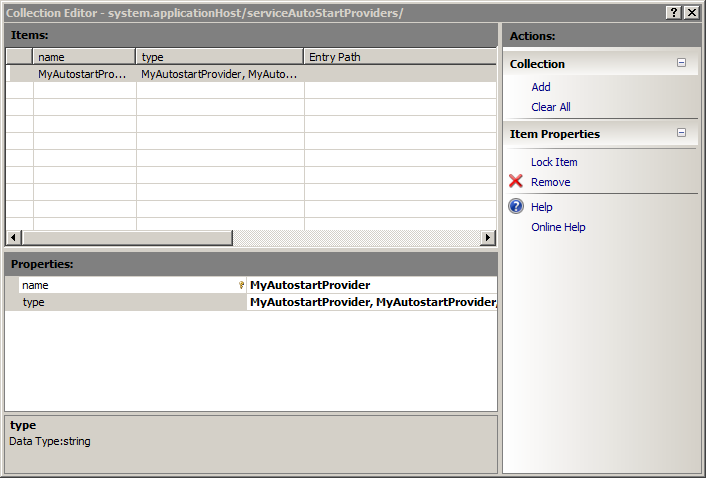 Screenshot of the Collection Editor dialog box.