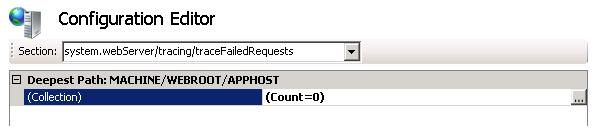 Screenshot showing the Configuration Editor. Collection is highlighted and shows Count = 0.
