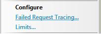 显示“配置”下的“失败请求跟踪”的屏幕截图。