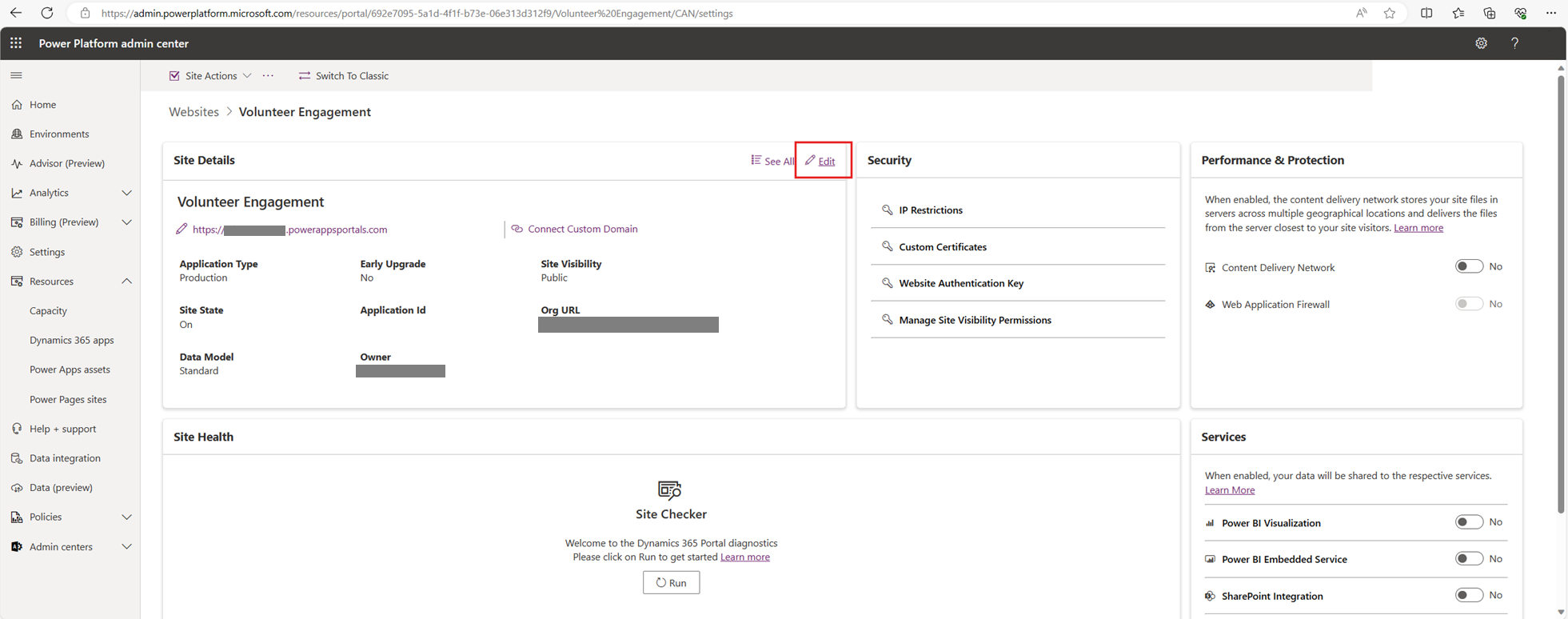 A screenshot showing how to select Edit.