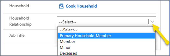 Household Relationship field.