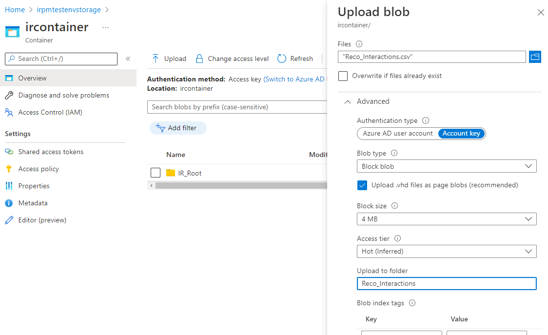 Use Advanced mode to configure your file structure.