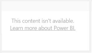 显示 Power BI 嵌入式分析默认错误对话框的屏幕截图。