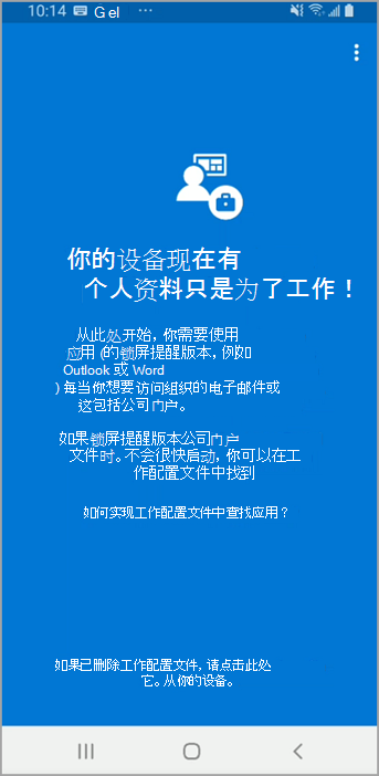 以前公司门户工作配置文件屏幕的示例图像。