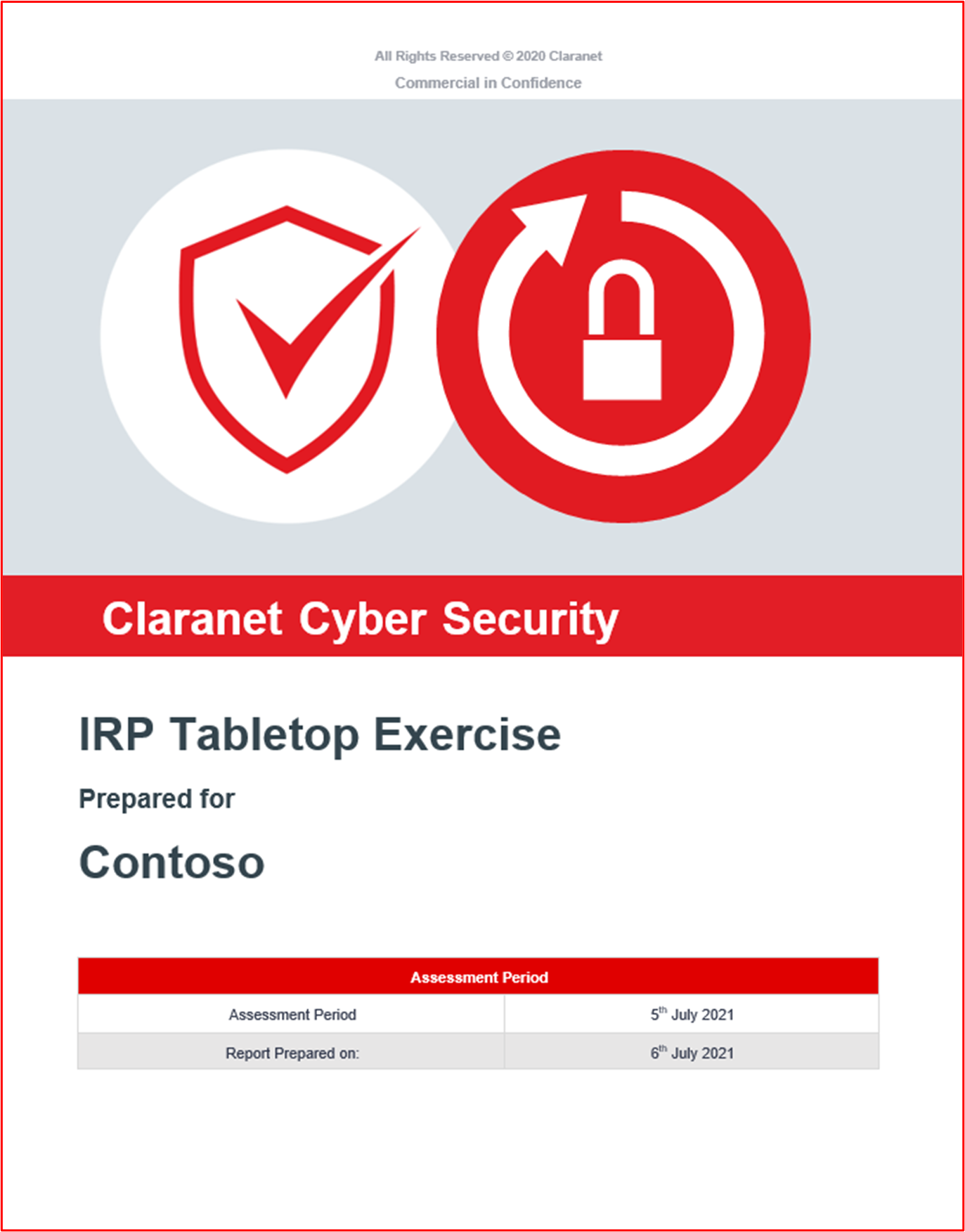 屏幕截图显示 Claranet for Contoso1 生成的事件响应报表的摘录