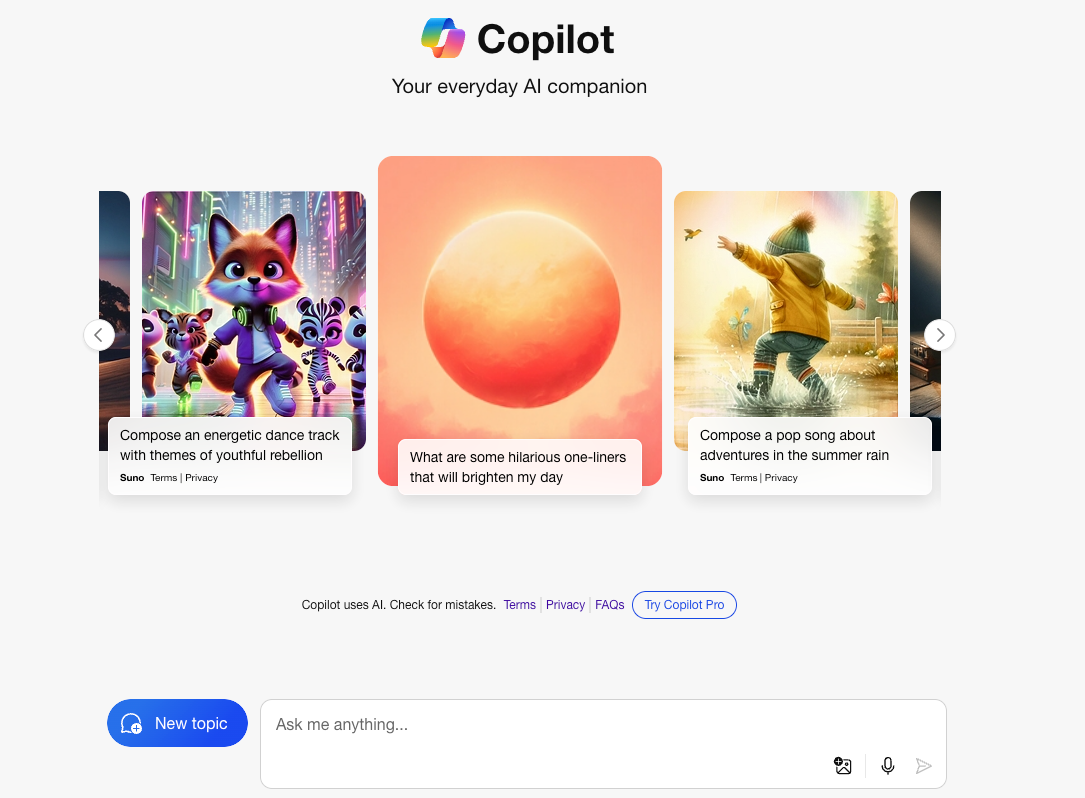 Microsoft Copilot 企业版的屏幕截图。