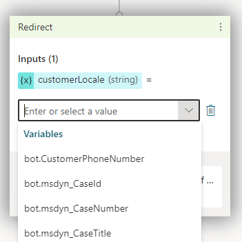 为 Set customer locale and 转接 to Dynamics 365 客户服务 操作设置回复。