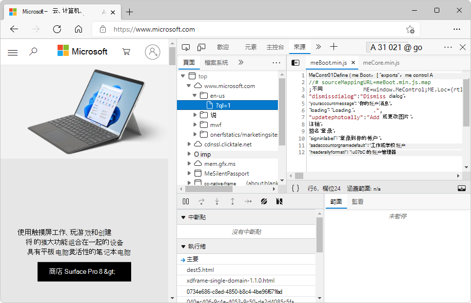 中文 DevTools UI