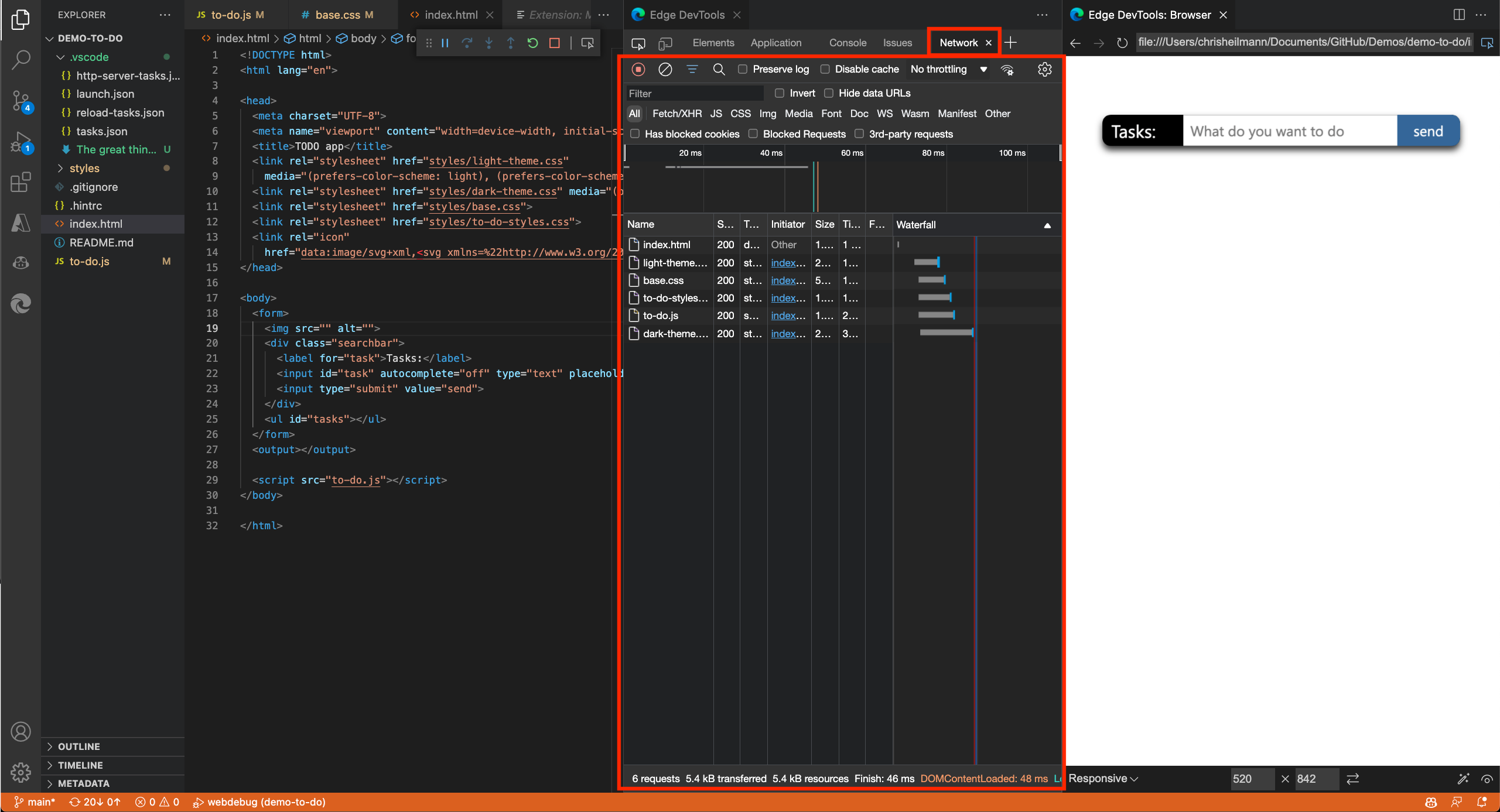 适用于 Visual Studio Code 扩展的 Edge DevTools 中的网络工具