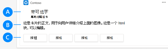 示例显示了自适应卡片解剖。