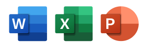 Word、Excel 和 PowerPoint 的 Fluent UI 图标。